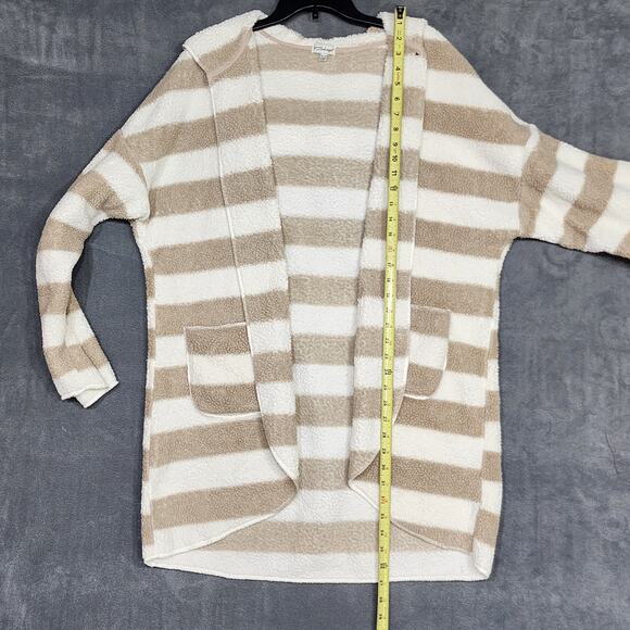 P.J. Salvage Sherpa Hooded Lounging Jacket Duster Cardigan Plush Striped XL - Picture 7 of 8